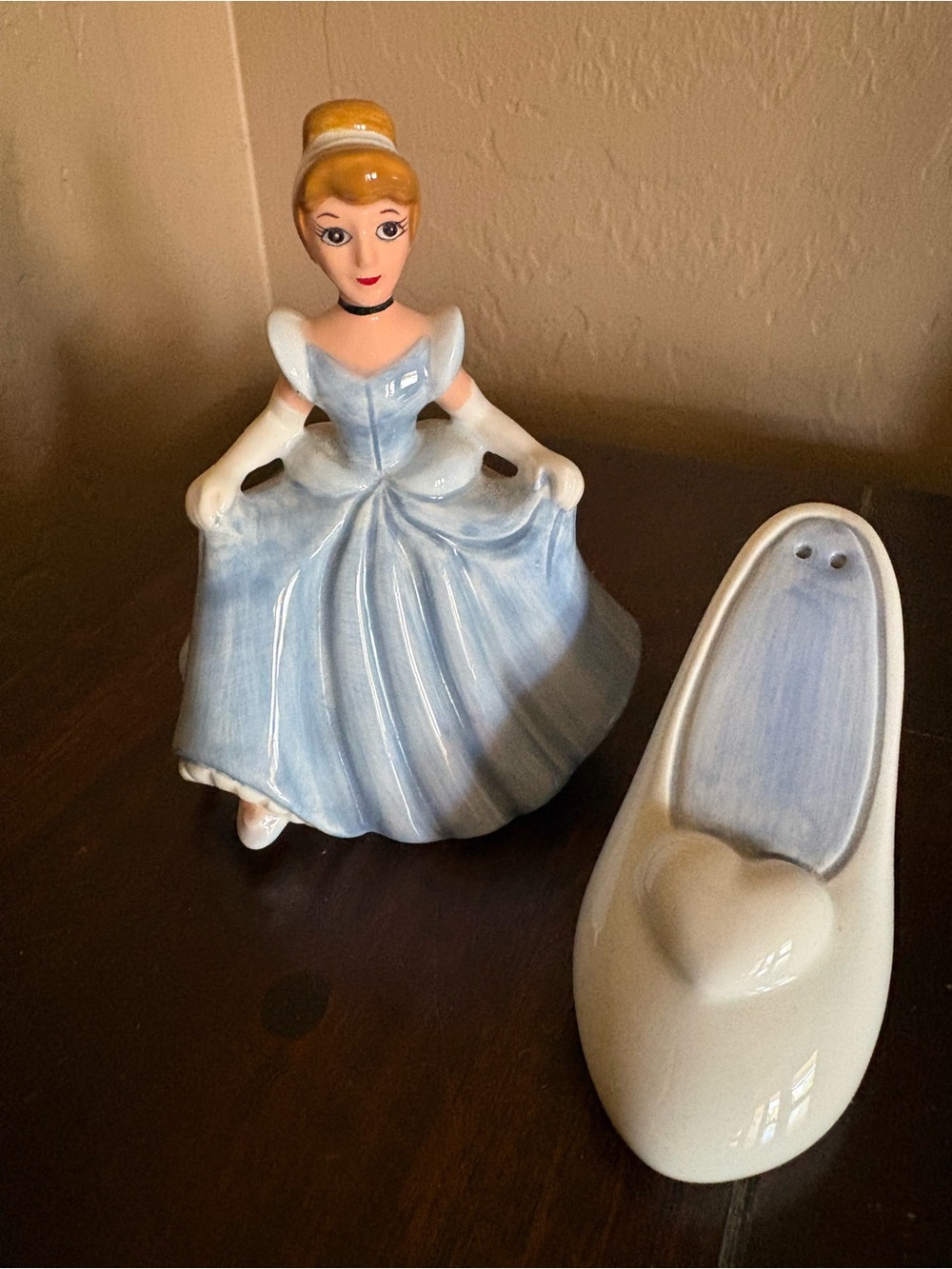 Vintage Disney Cinderella and Glass Slipper Salt and Pepper Shakers